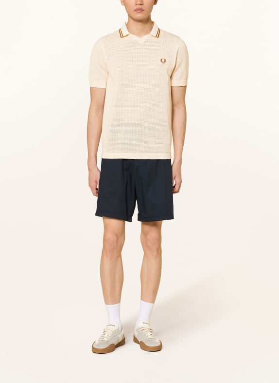 FRED PERRY Gebreid poloshirt CRÈME / BRUIN