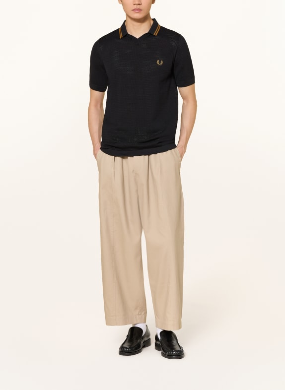 FRED PERRY Strick-Poloshirt SCHWARZ