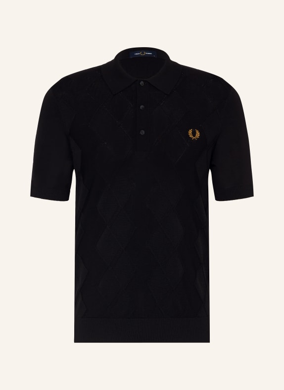 FRED PERRY Pletené polo tričko ČERNÁ