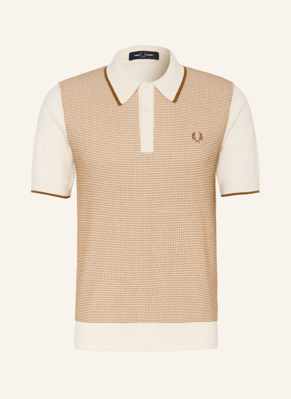 FRED PERRY Strick-Poloshirt HELLBRAUN / ECRU