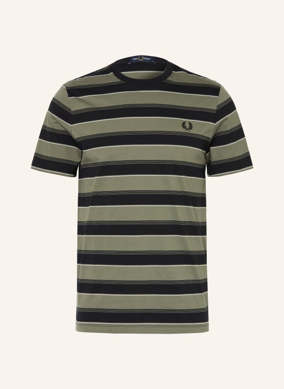 FRED PERRY T-Shirt SCHWARZ / KHAKI / WEISS
