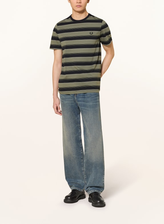 FRED PERRY T-shirt ZWART / KAKI / WIT