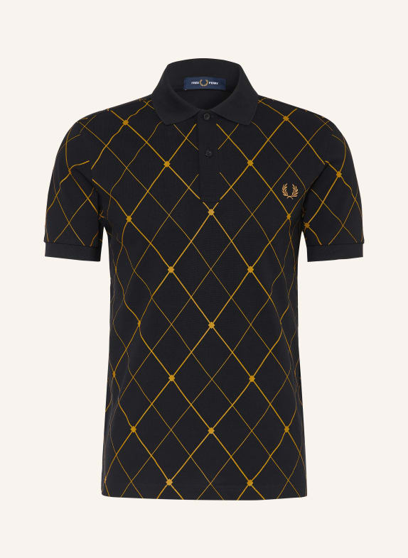 FRED PERRY Piqué polokošile ČERNÁ / HNĚDÁ