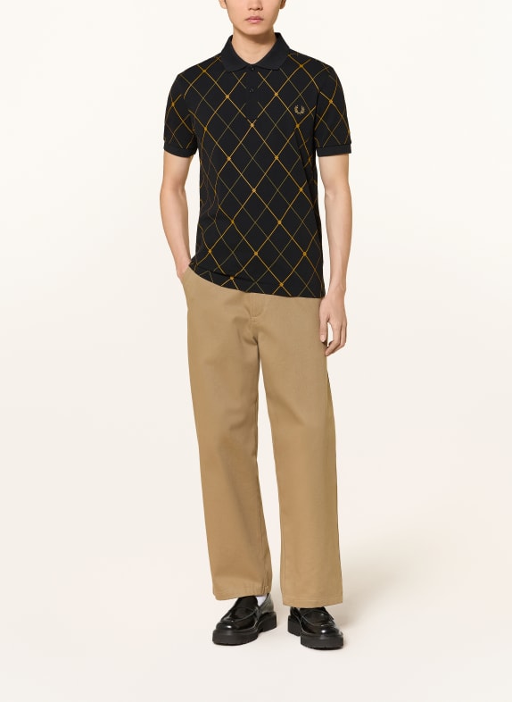 FRED PERRY Piqué poloshirt ZWART / BRUIN