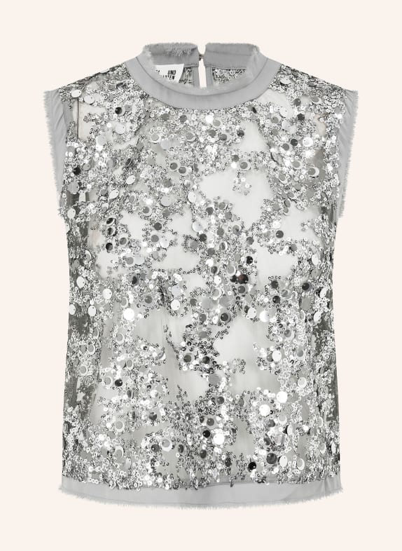 BAUM UND PFERDGARTEN Mesh-Top MANIRA mit Pailletten GRAU / SILBER