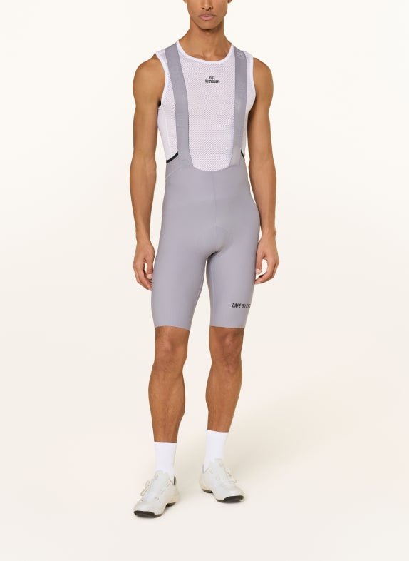 CAFÉ DU CYCLISTE Fietsbroek met bretels en gewatteerde inzet MARINETTE LICHTGRIJS