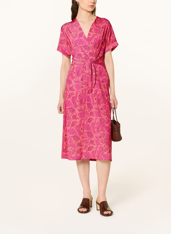 marivie PURE! wrap-style dress NEON ORANGE / PINK