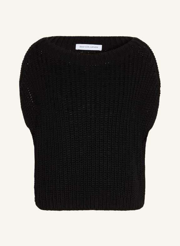 IRIS von ARNIM Gebreid shirt AVELIN met linnen en zijde ZWART