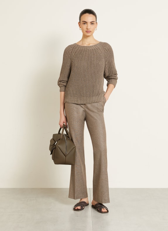 IRIS von ARNIM Pullover ANIVA mit Seide und Leinen TAUPE