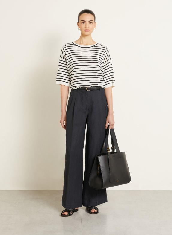 IRIS von ARNIM Gebreid shirt EMINA met zijde en linnen CRÈME / ZWART