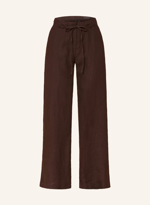 MAC CHIARA linen wide-leg pants DARK BROWN