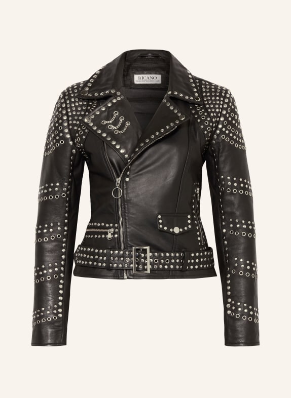 RICANO Leren jas met studs ZWART / ZILVER
