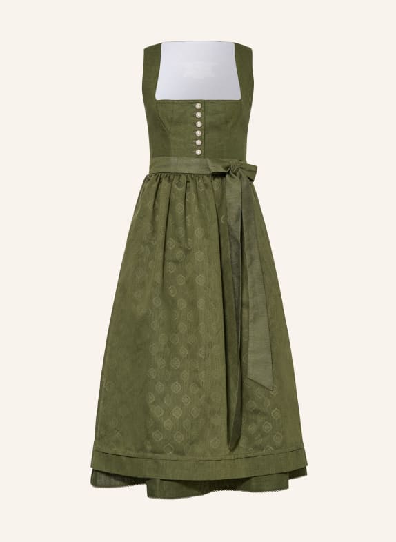 SPORTALM Dirndl RIEDHOF im Materialmix DUNKELGRÜN / WEISS