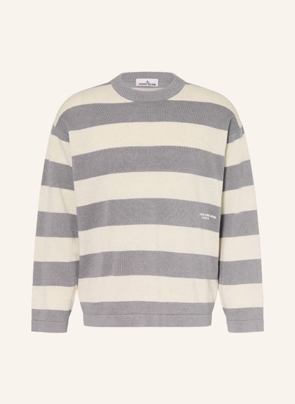 STONE ISLAND Trui met linnen CRÈME / BLAUWGRIJS