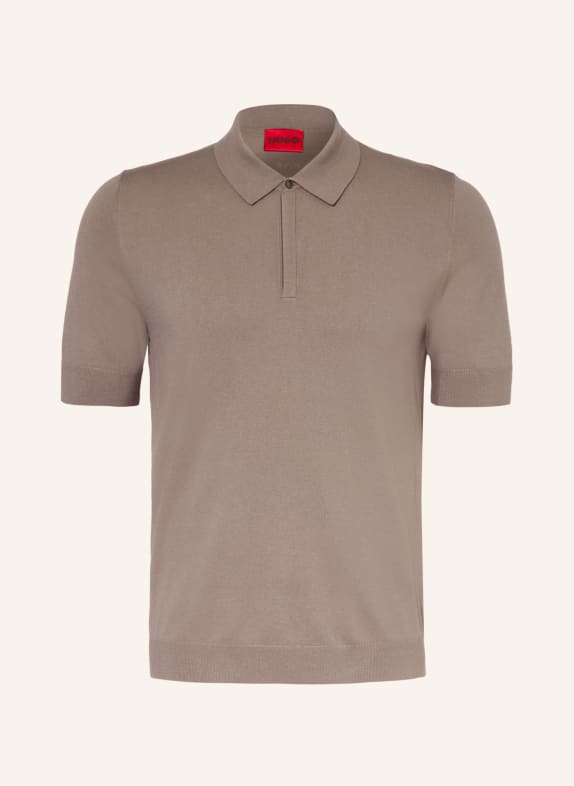 HUGO SAN PETER knitted polo shirt TAUPE