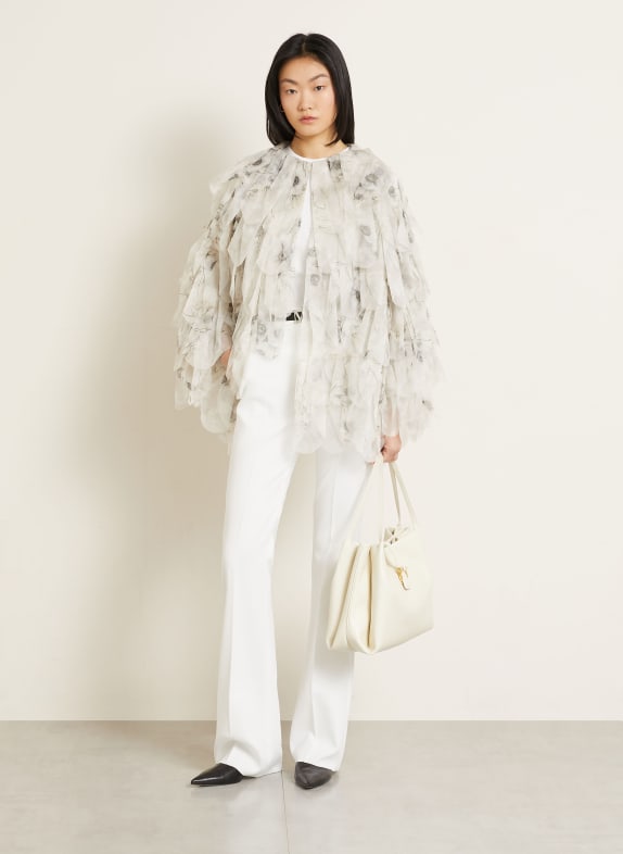 Max Mara Zijden jasje CHIFFON met volants LICHTGRIJS / DONKERGRIJS