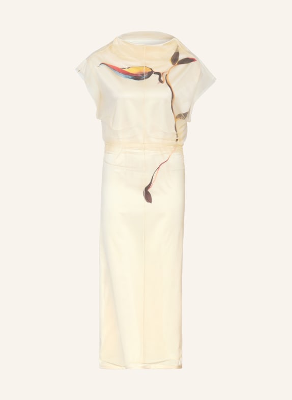 SPORTMAX Satinkleid VIALE HELLGELB / DUNKELBRAUN / ORANGE