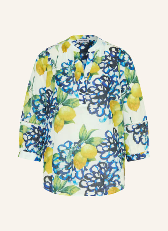 MORE & MORE Chemisier à manches 3/4 BLANC / JAUNE FONCÉ / BLEU