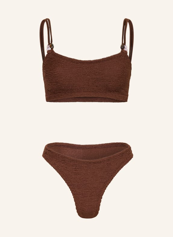 Hunza G Bikini bustier CASSI avec perles décoratives MARRON