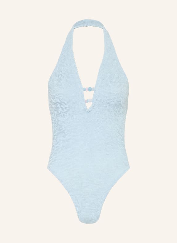 Hunza G Maillot de bain dos nu ADIRANA avec perles décoratives BLEU CLAIR / ROSE CLAIR