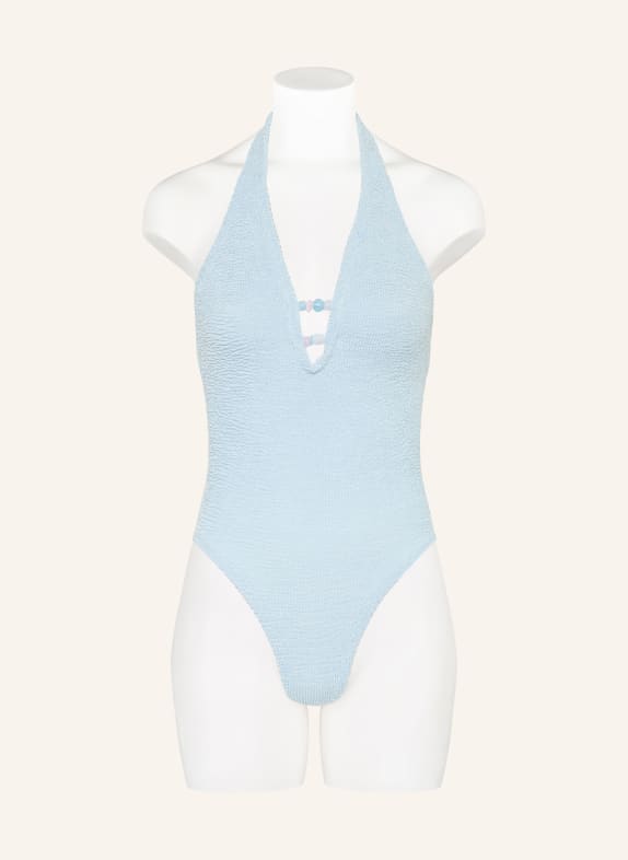 Hunza G Neckholder-badpak ADIRANA met sieradenparels LICHTBLAUW / ROSE CLAIR