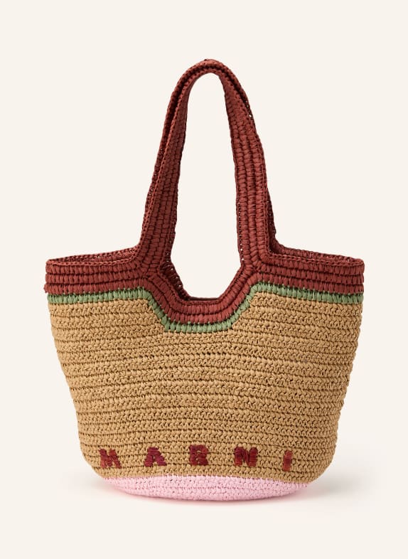 MARNI Torba z uchwytami SMALL BEŻOWY / JASNORÓŻOWY / OLIWKOWY