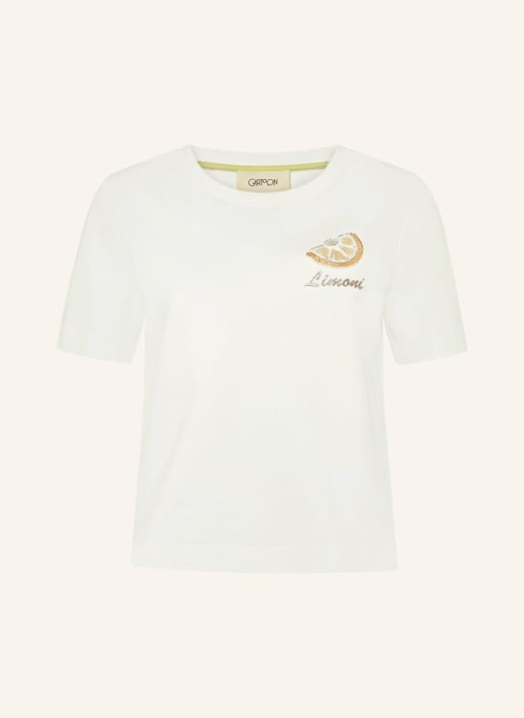 CARTOON T-shirt met glitterstof WIT / GEEL / BLAUW