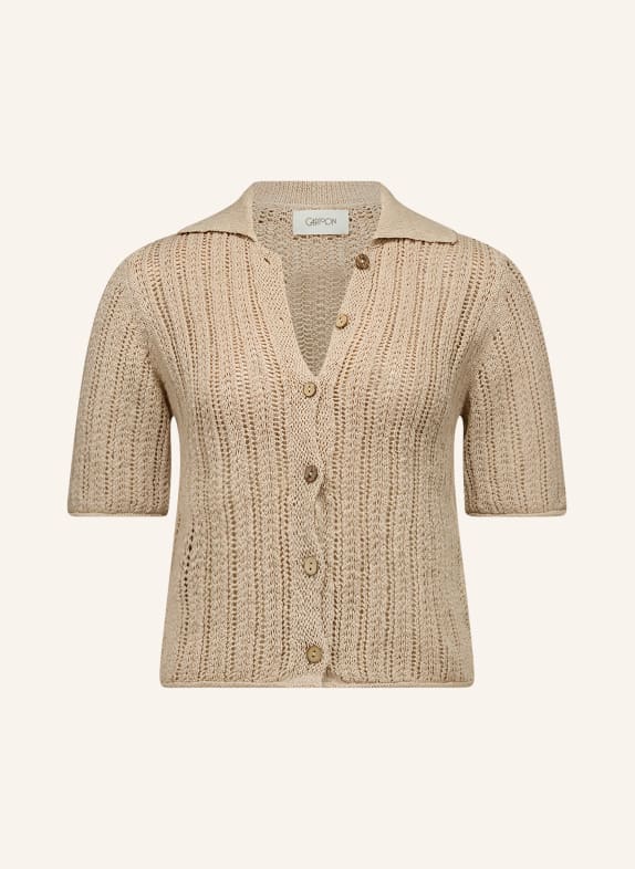 CARTOON Vest van verschillende materialen LICHTBRUIN