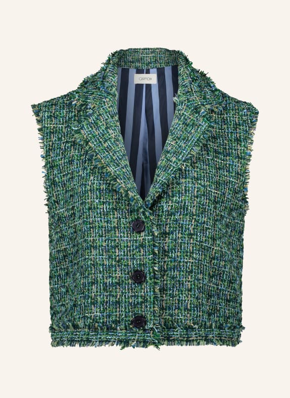 CARTOON Tweed-Weste GRÜN / BEIGE / PETROL