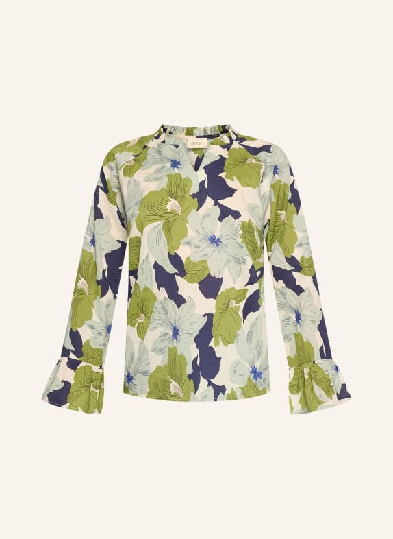 CARTOON Blouse met ruches GROEN / ECRU / DONKERBLAUW
