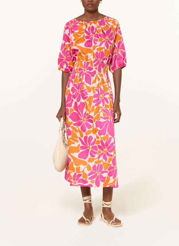 Smith & Soul sukienka MOCNORÓŻOWY / KREMOWY / POMARAŃCZOWY