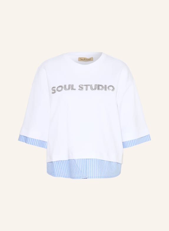 Smith & Soul T-Shirt mit Pailletten WEISS / HELLBLAU / SCHWARZ