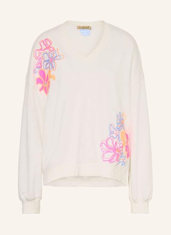 Smith & Soul Sweat-shirt à paillettes BLANC / ROSE FUCHSIA / BLEU CLAIR