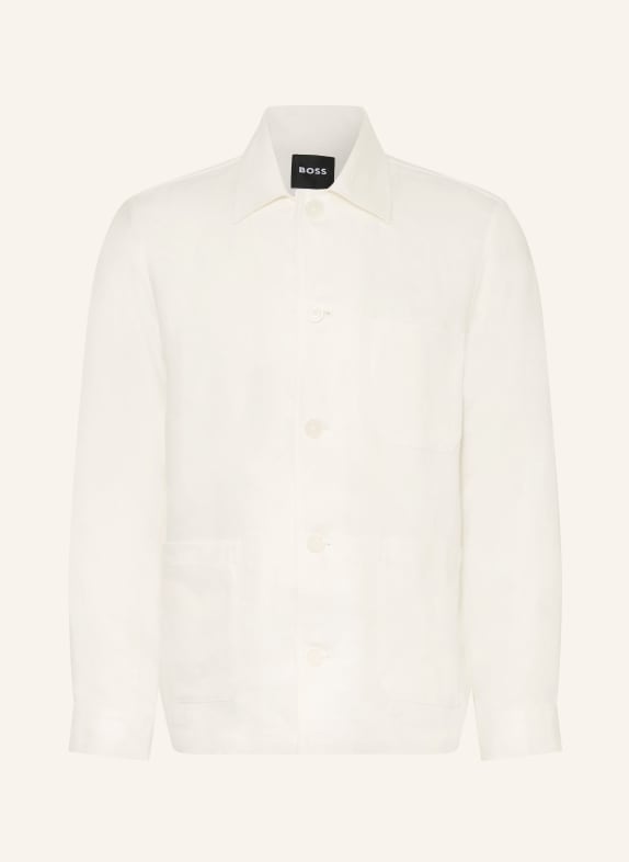 BOSS Overjas van linnen ECRU