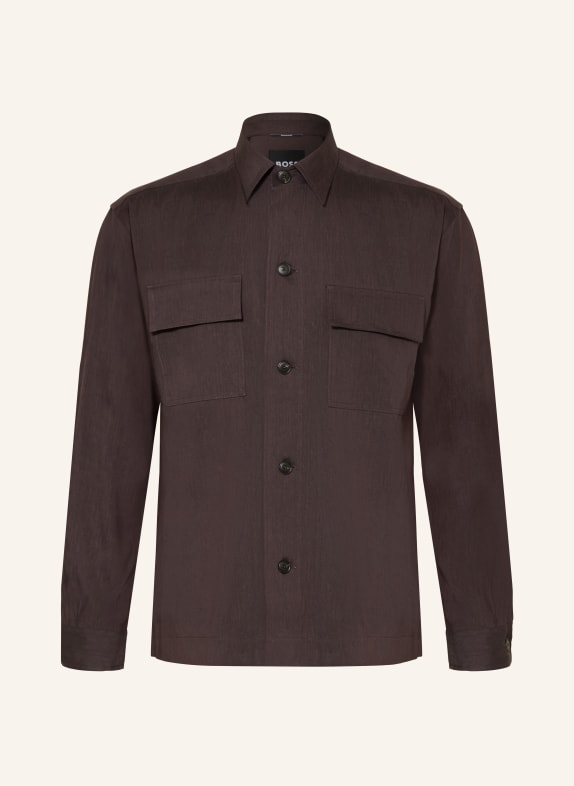 BOSS Chemise CAI Comfort Fit en lin MARRON FONCÉ