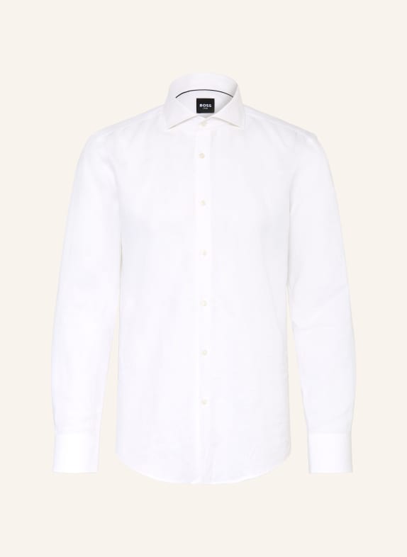 BOSS Hemd HANK Slim Fit mit Leinen WEISS