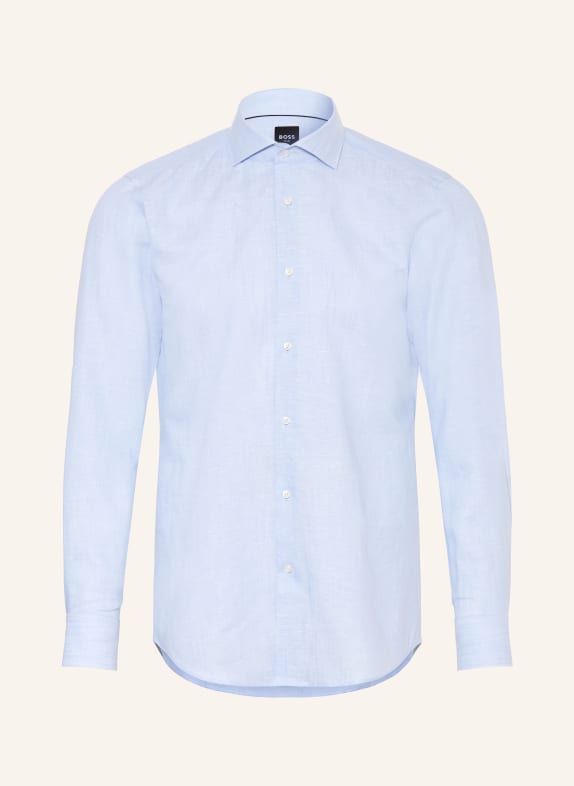 BOSS Hemd HANK Slim Fit mit Leinen HELLBLAU