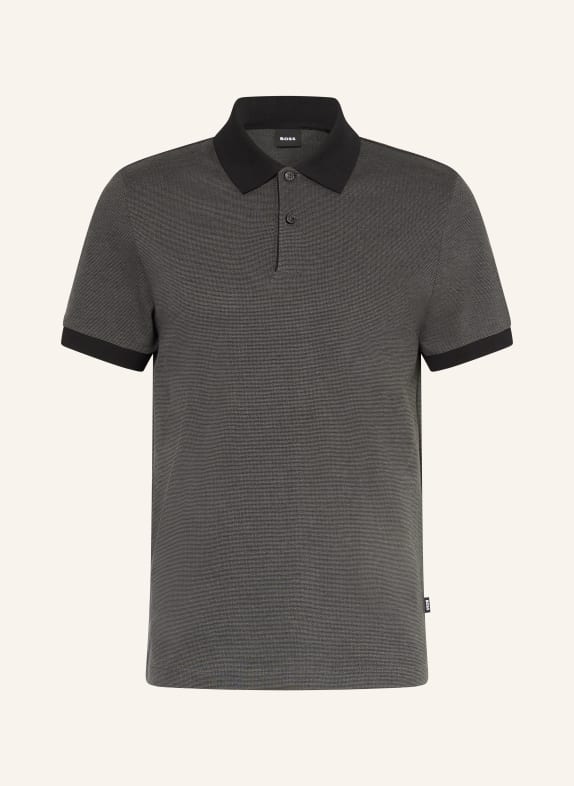 BOSS Koszulka polo z pikowanym wzorem PARLAY CZIEMNOSZARY / CZARNY