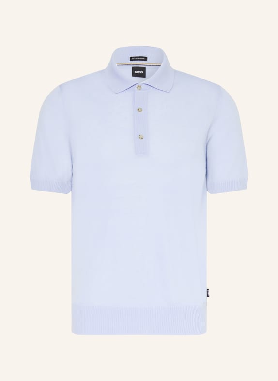 BOSS Gebreid poloshirt NOLANO LICHTBLAUW