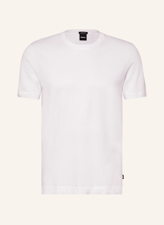 BOSS T-Shirt THOMPSON mit Leinen WEISS