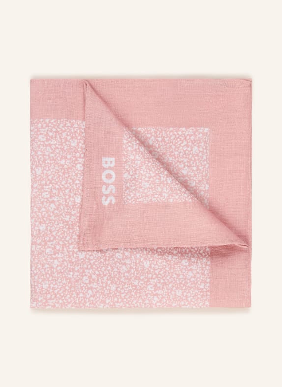 BOSS C-POCKET linen pocket square DUSKY PINK / CREAM