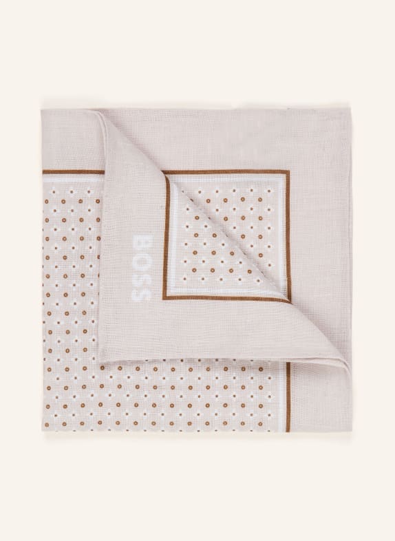 BOSS Einstecktuch C-POCKET aus Leinen HELLGRAU / BRAUN / WEISS