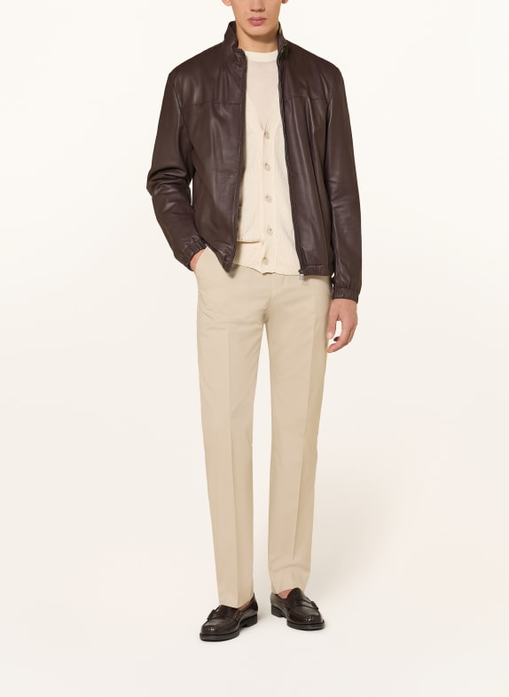 BOSS Lederblouson MOLTA DUNKELBRAUN