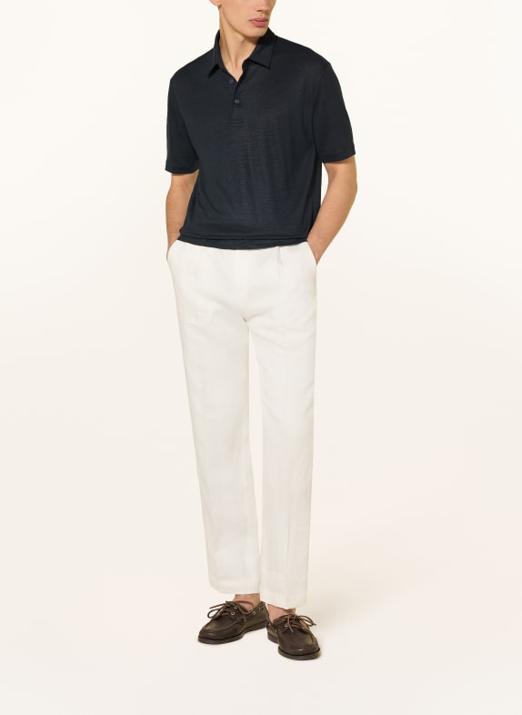 BOSS PARRIS Knitted Linen Polo Shirt DARK BLUE