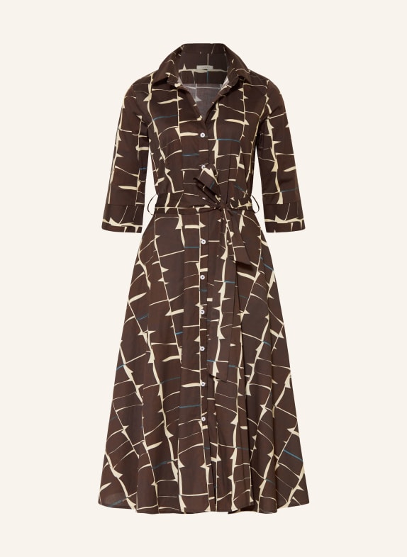 lilienfels Hemdblusenkleid mit 3/4-Arm DUNKELBRAUN / CREME