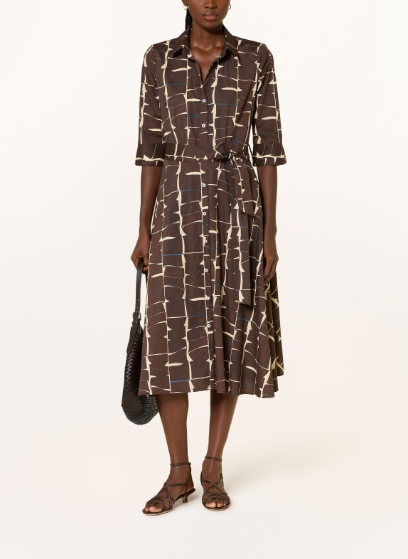 lilienfels Hemdblusenkleid mit 3/4-Arm DUNKELBRAUN / CREME