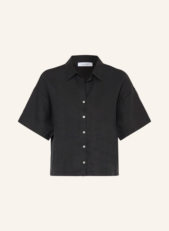 darling harbour Overhemdblouse in materiaalmix met linnen BLACK