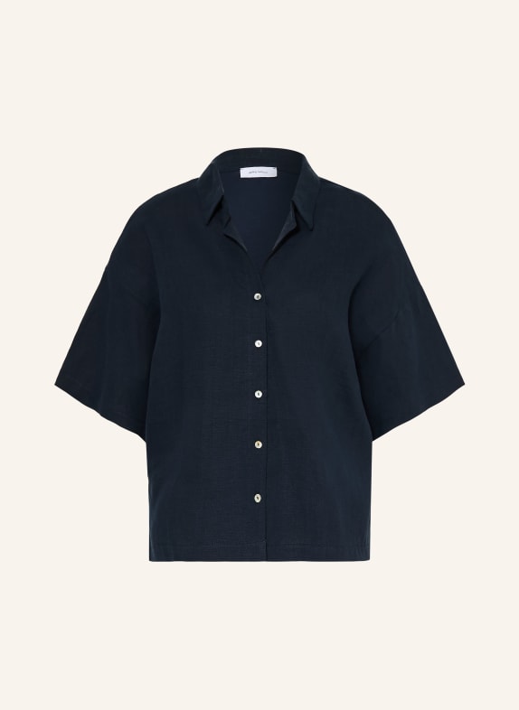 darling harbour Overhemdblouse in materiaalmix met linnen NAVY