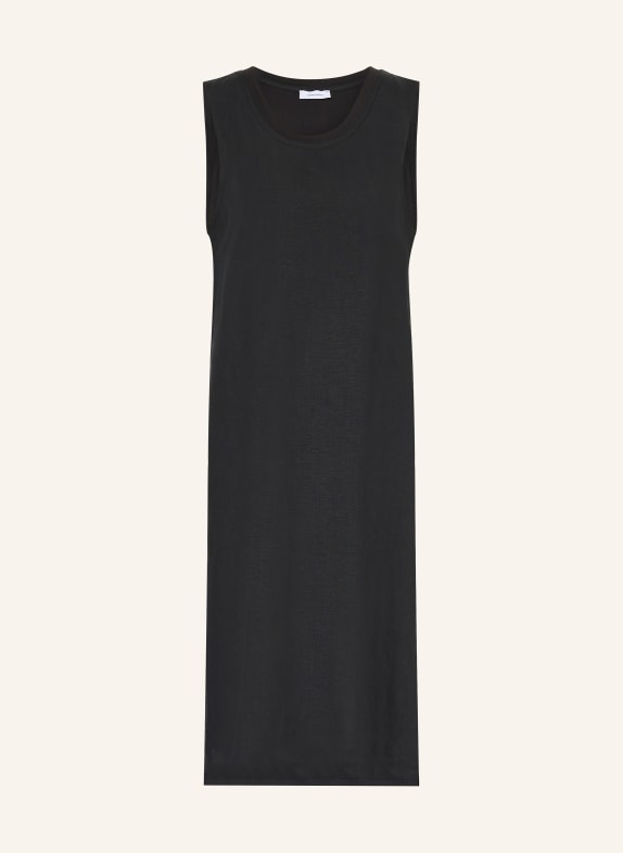 darling harbour Jurk in een mix van materialen met linnen BLACK