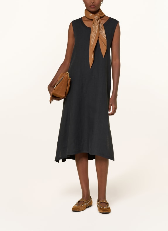 darling harbour Sukienka z mieszanki materiałów z dodatkiem lnu BLACK